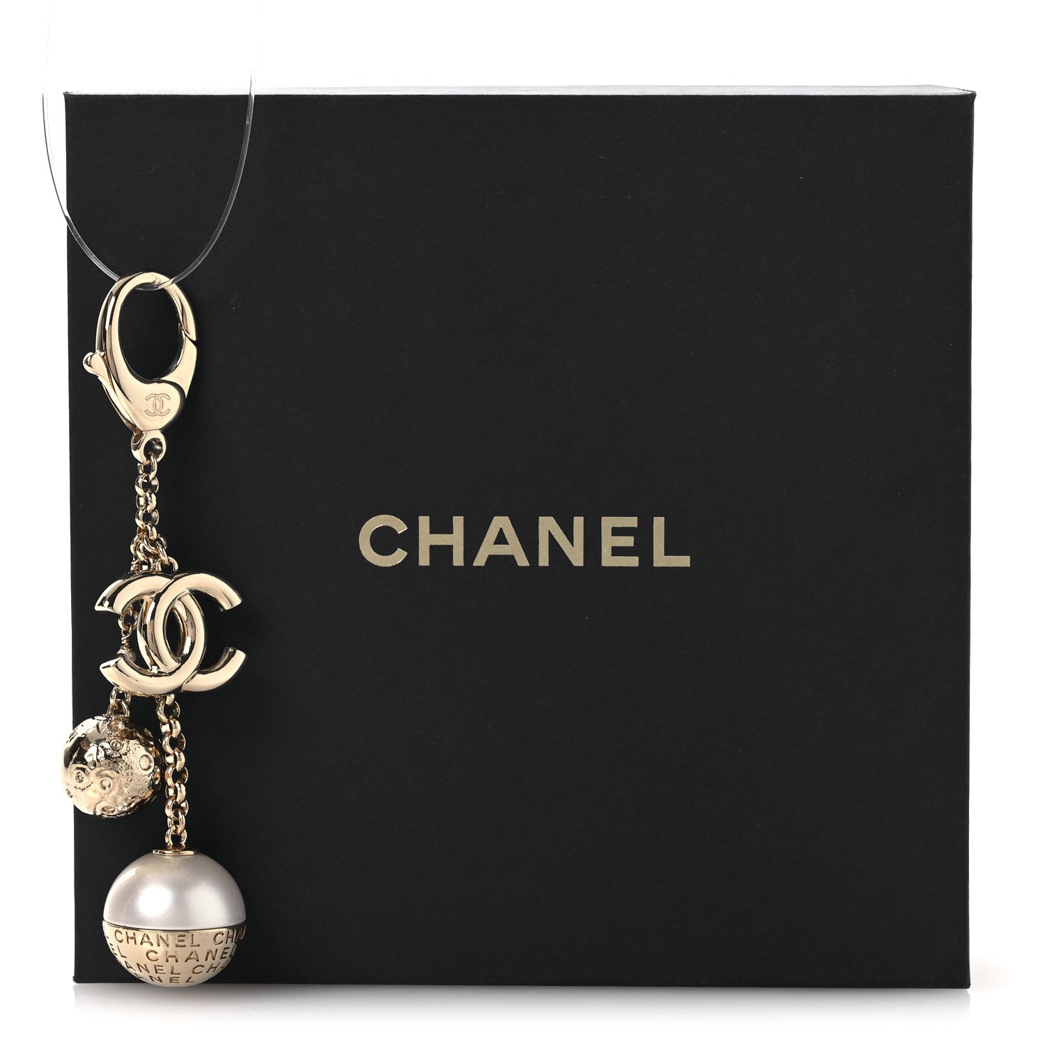 Chanel Metal Pearl CC Key Chain Gold 4 of 4