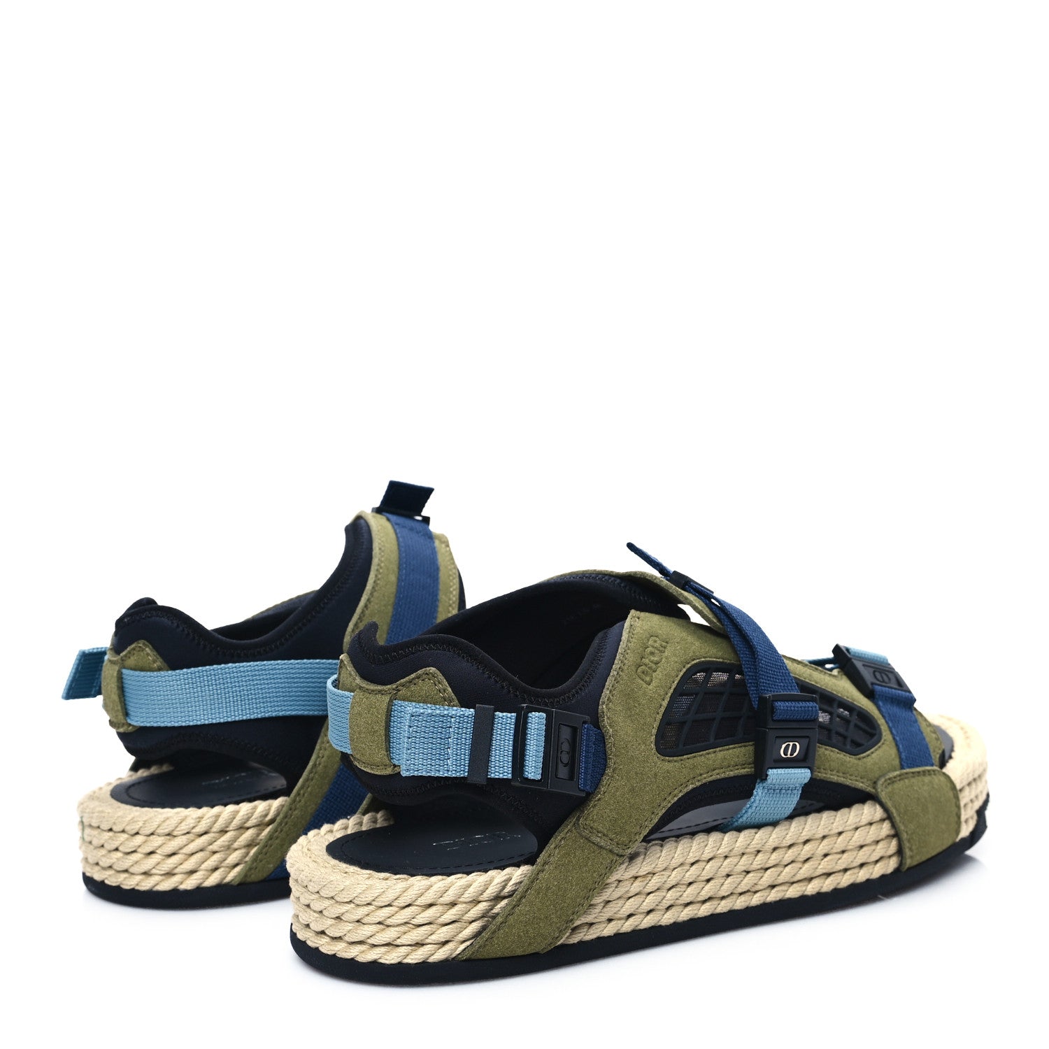 Christian Dior Suede Technical Fabric Mens Atlas Sandals 46 Green Beige 4 of 8
