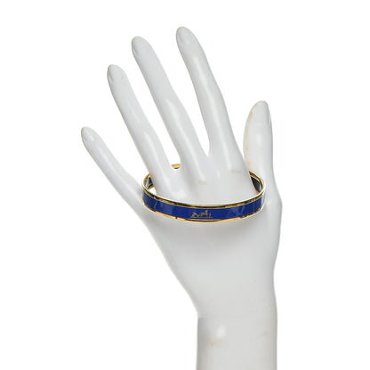 Hermes Enamel Printed Narrow Caleche Bracelet 70 Bleu Royal 2 of 4