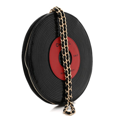 Chanel Patent Vinyl Record Clutch Black 3 of 10