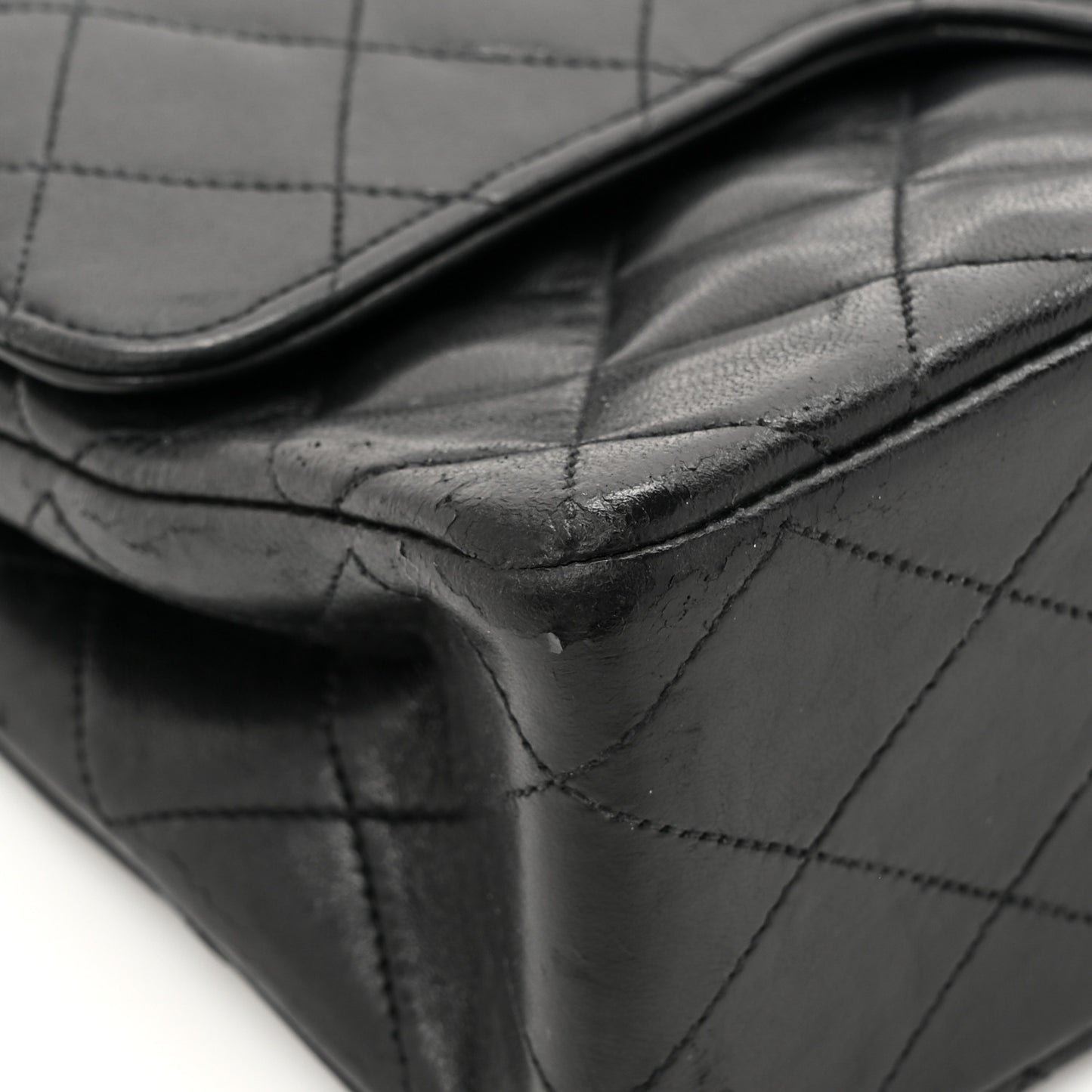 Lambskin Quilted Medium Double Flap Black