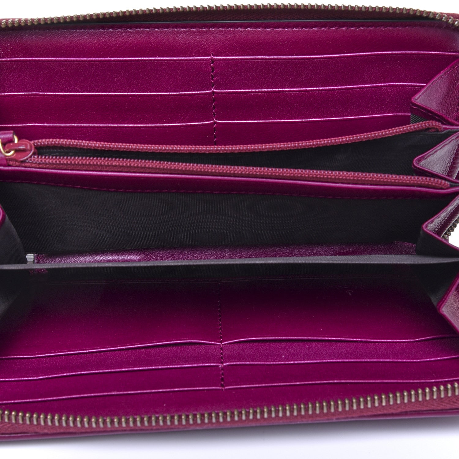 Gucci Velvet Matelasse GG Marmont Zip Around Wallet Fuchsia Violet Cyclamen 5 of 8