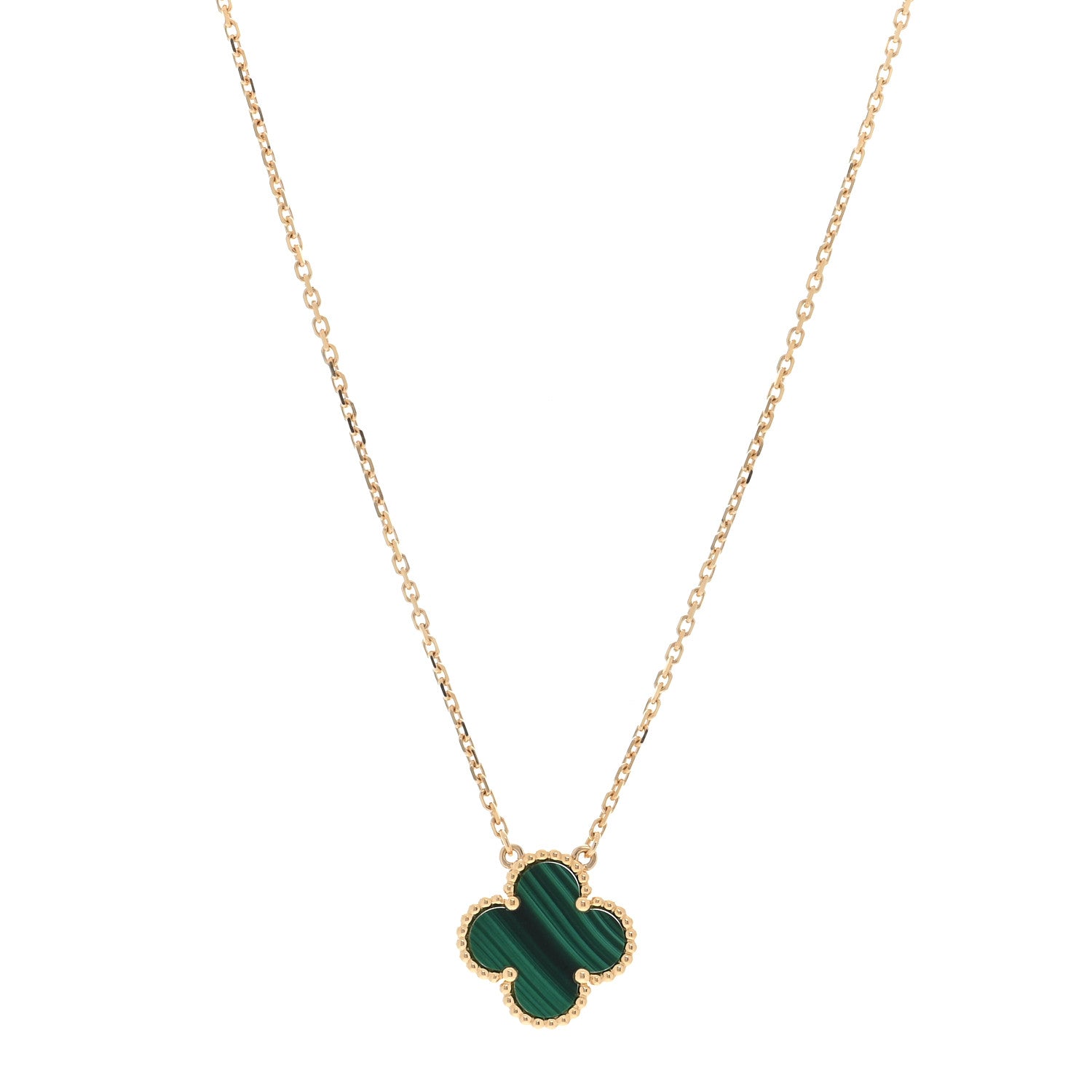 Van Cleef & Arpels 18K Yellow Gold Malachite Vintage Alhambra Pendant Necklace 1 of 4