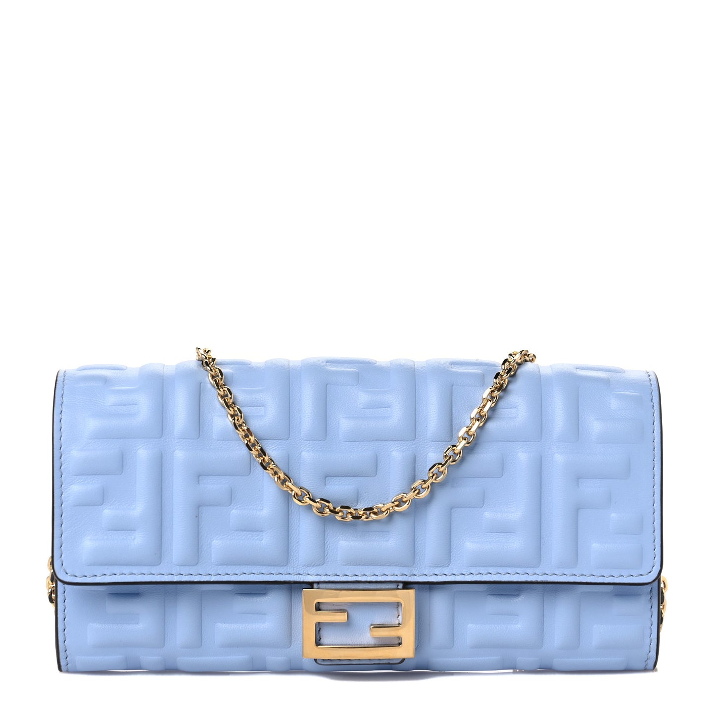 Nappa Matisse FF Embossed Continental Wallet on Chain Placid Blue
