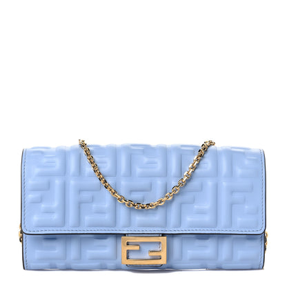 Fendi Nappa Matisse FF Embossed Continental Wallet on Chain Placid Blue 1 of 8