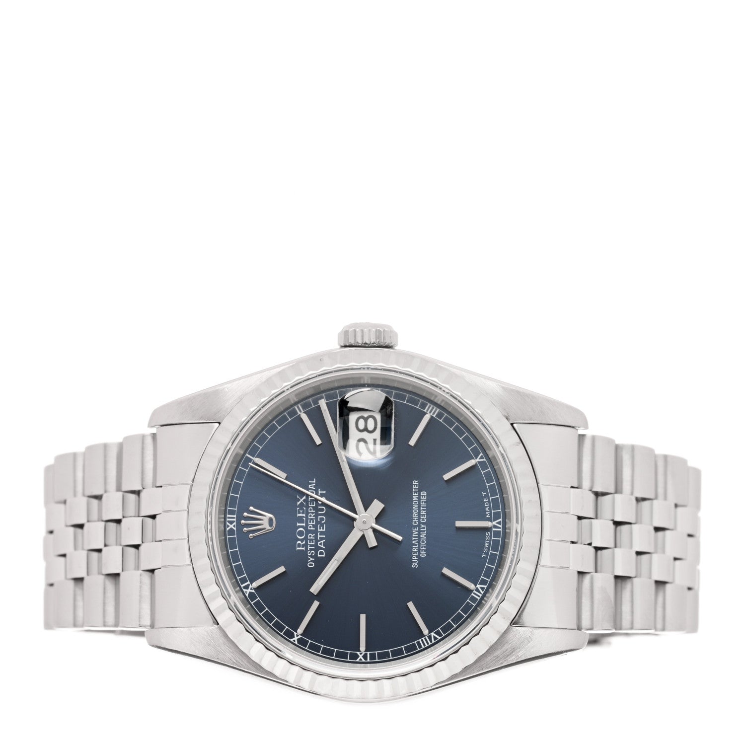 Rolex Stainless Steel 18K White Gold 36mm Oyster Perpetual Datejust Watch Blue 16234 2 of 4