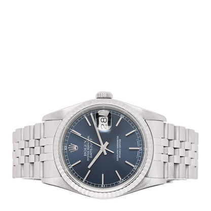 Rolex Stainless Steel 18K White Gold 36mm Oyster Perpetual Datejust Watch Blue 16234 2 of 4