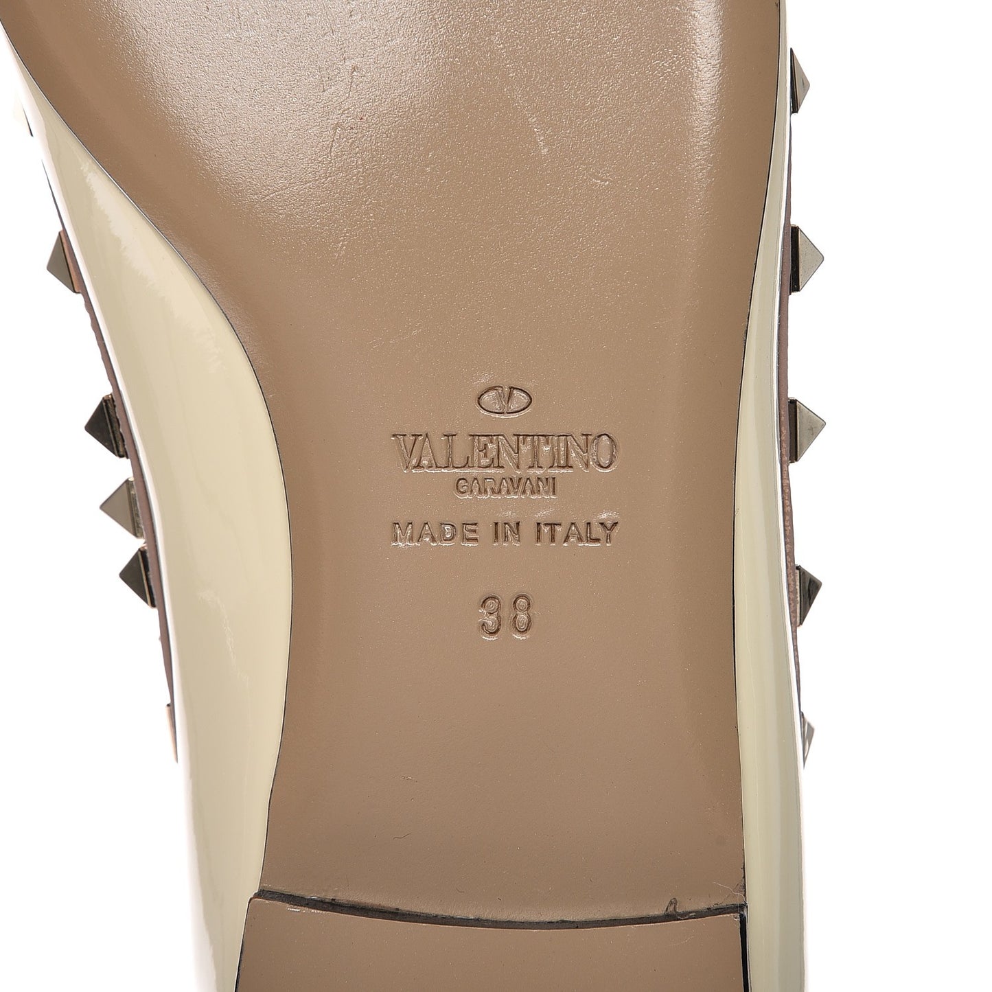 Patent Rockstud Cage Ballerina Flats 38 Light Ivory Poudre