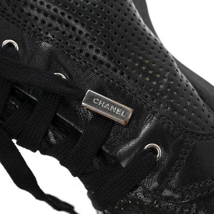 Chanel Perforated Lambskin High Top CC Sneaker Boots 36.5 Black 10 of 10
