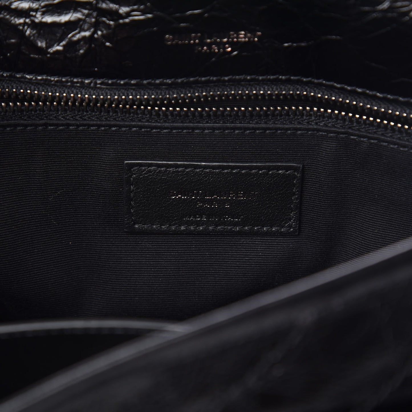 Crinkled Calfskin Matelasse Monogram Medium Niki Chain Satchel Black