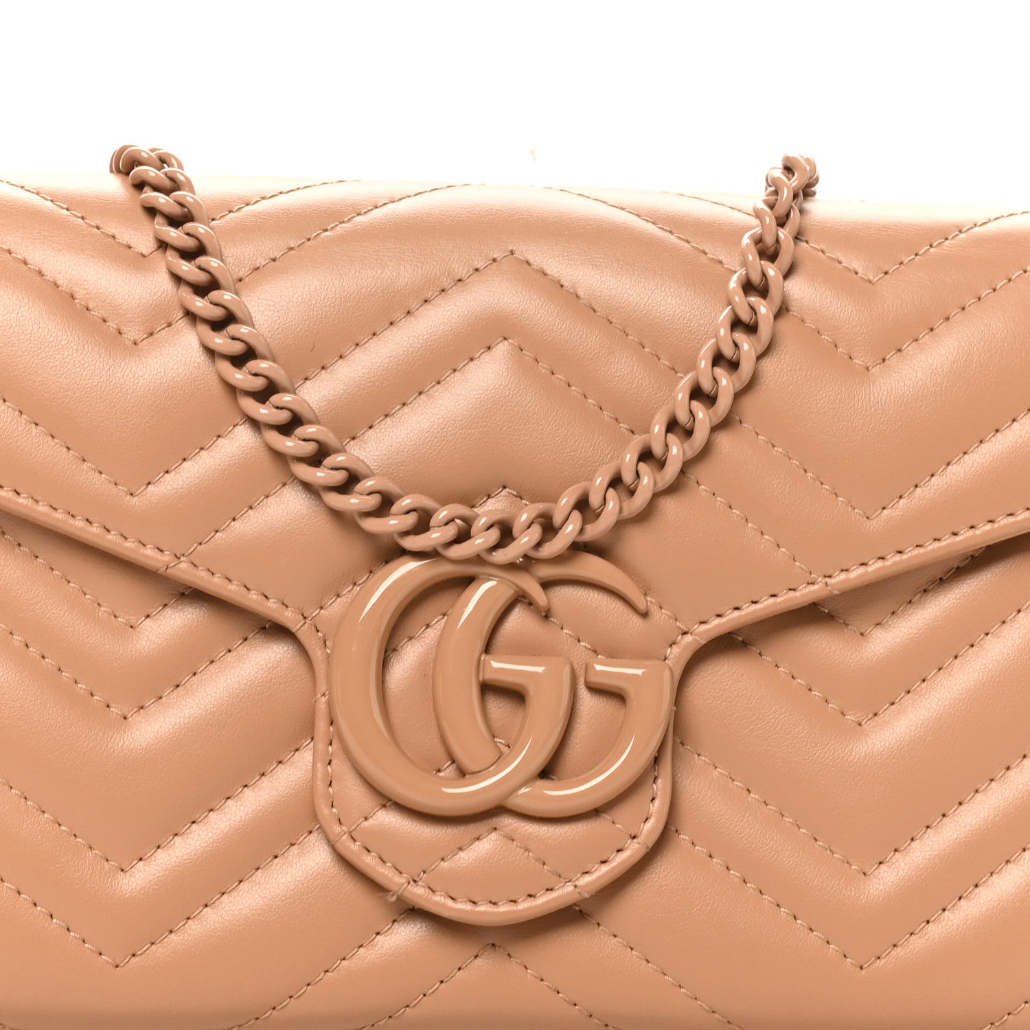 Gucci Calfskin Matelasse Monochrome GG Marmont Chain Wallet Camelia 9 of 11