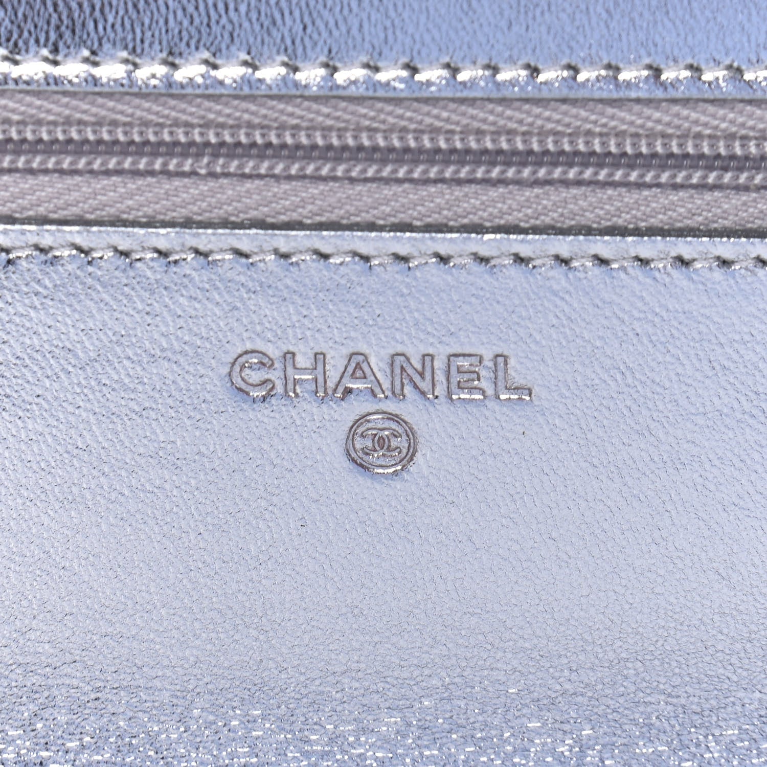 Chanel Gradient Metallic Calfskin Quilted Wallet On Chain WOC Silver Blue Yellow Purple 5 of 10