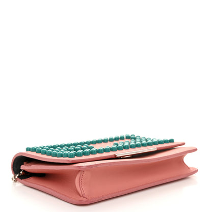 Fendi Vitello Studded Tube Wallet on Chain Pink 4 of 10