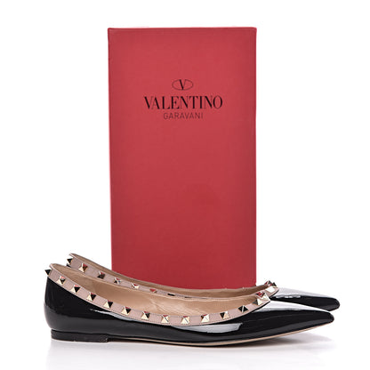 Valentino Garavani Patent Rockstud Ballerina Flats 39.5 Black Poudre 15 of 15