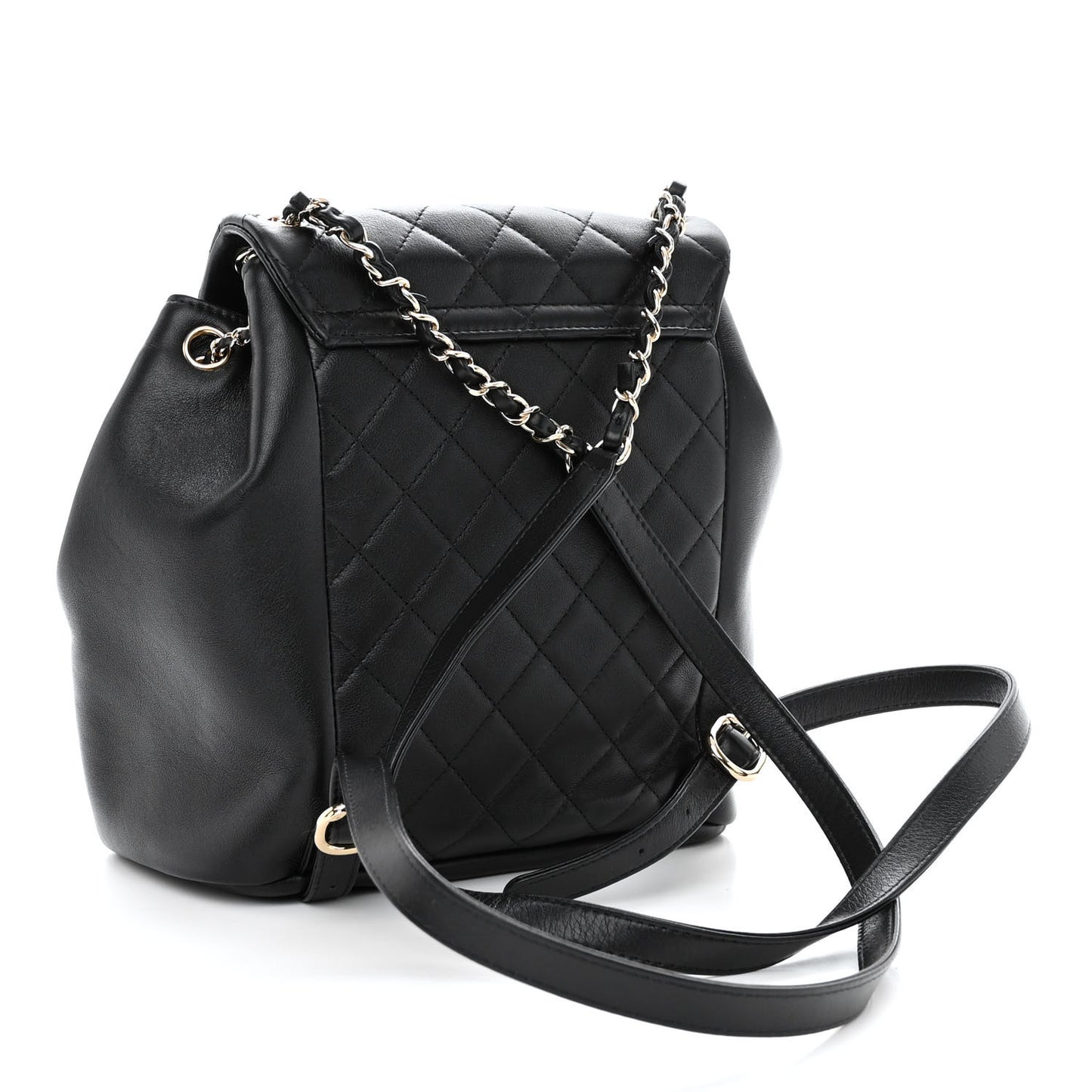 Lambskin Quilted Small Duma Drawstring Backpack Black