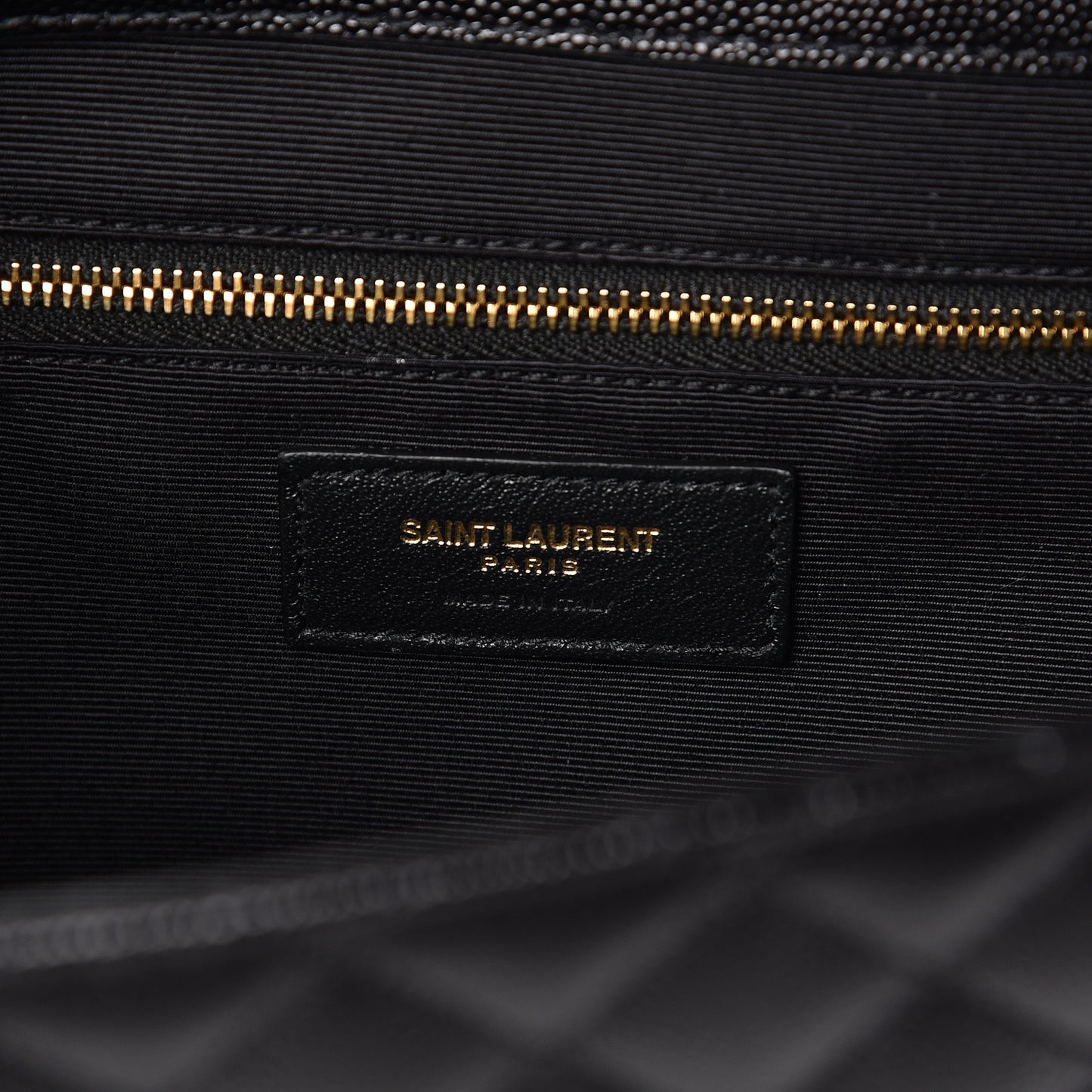 Grain De Poudre Textured Mixed Matelasse Large Triquilt Monogram Satchel Black