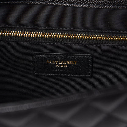 Saint Laurent Grain De Poudre Textured Mixed Matelasse Large Triquilt Monogram Satchel Black 6 of 10
