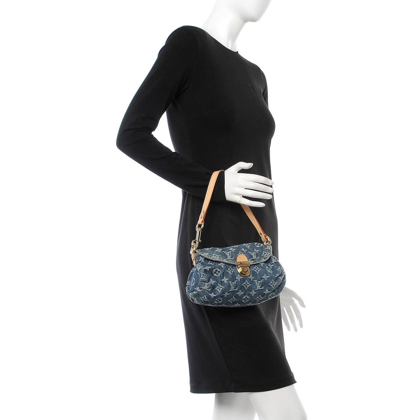 Monogram Denim Mini Pleaty Blue