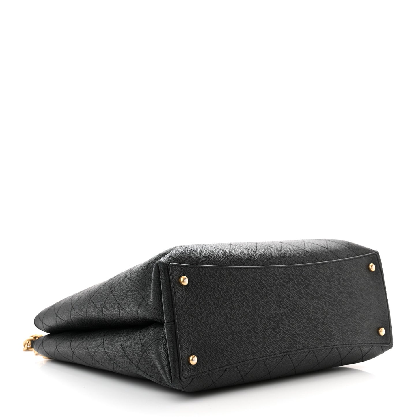 Caviar Stitched Large Shopping Tote Bag Black