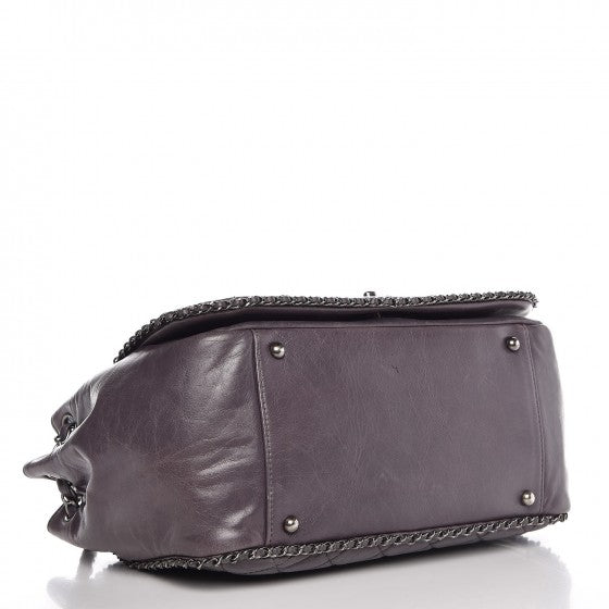 Chanel Calfskin Quilted Large CC Enchained Accordion Flap Grey 5 of 9