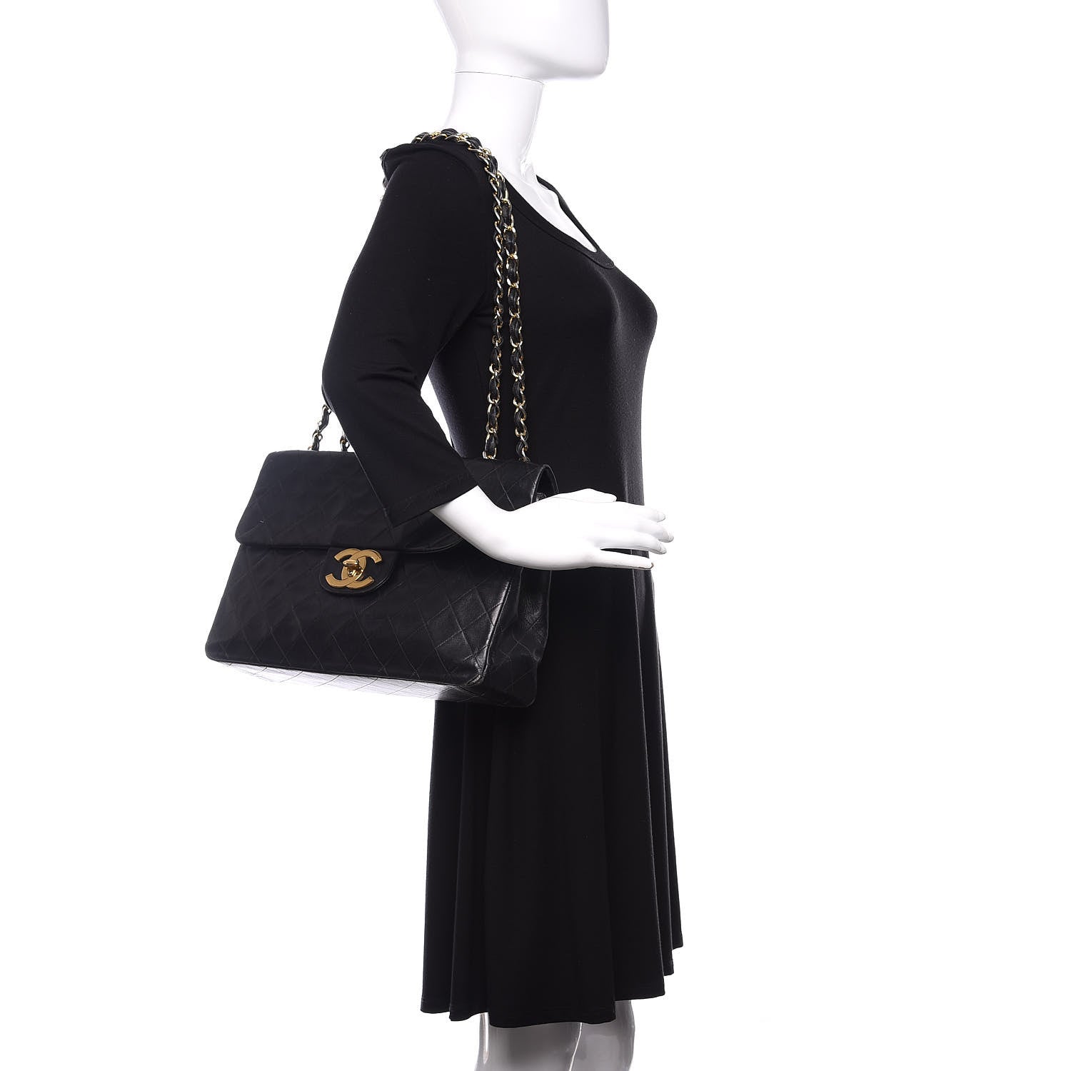 Chanel Lambskin Quilted XL Jumbo Single Flap Black 2 of 19