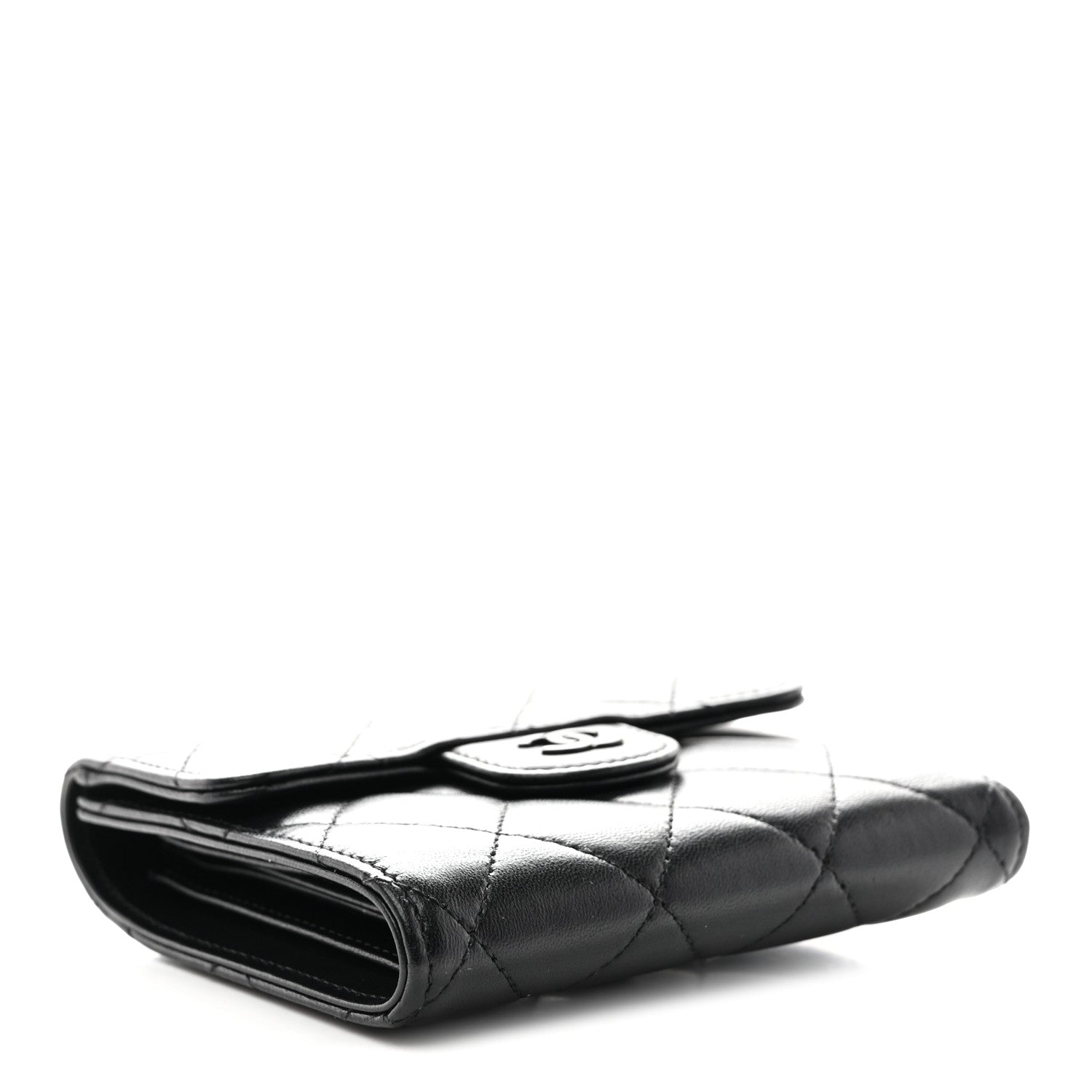 Chanel Lambskin Quilted Compact Flap Wallet So Black 4 of 8