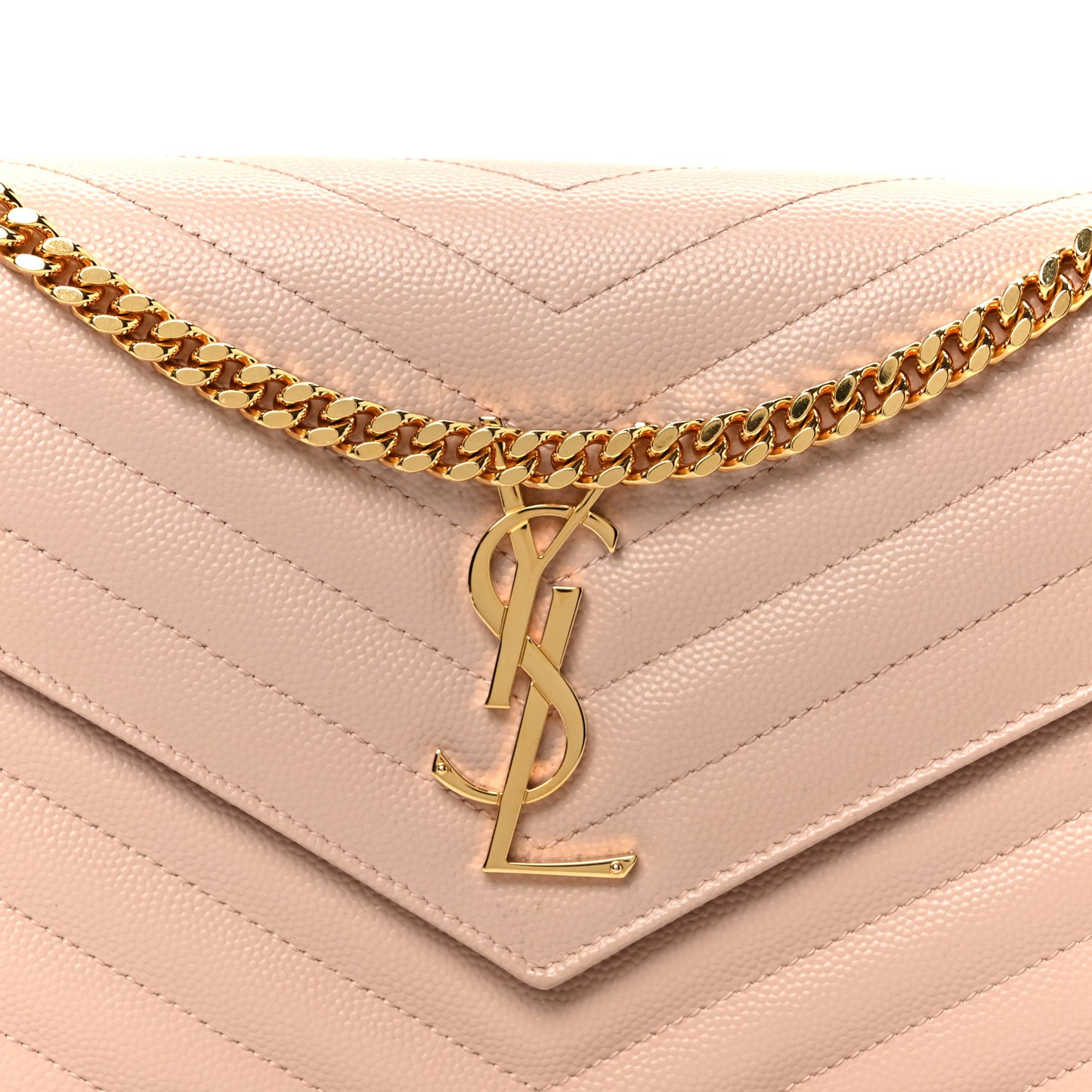 Grain De Poudre Matelasse Chevron Monogram Chain Wallet Pale Pink