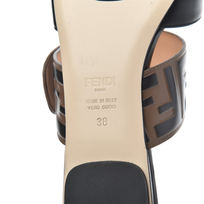 Fendi Vitello FF Embossed Buckle Flat Mules 38 Maya Black 7 of 14