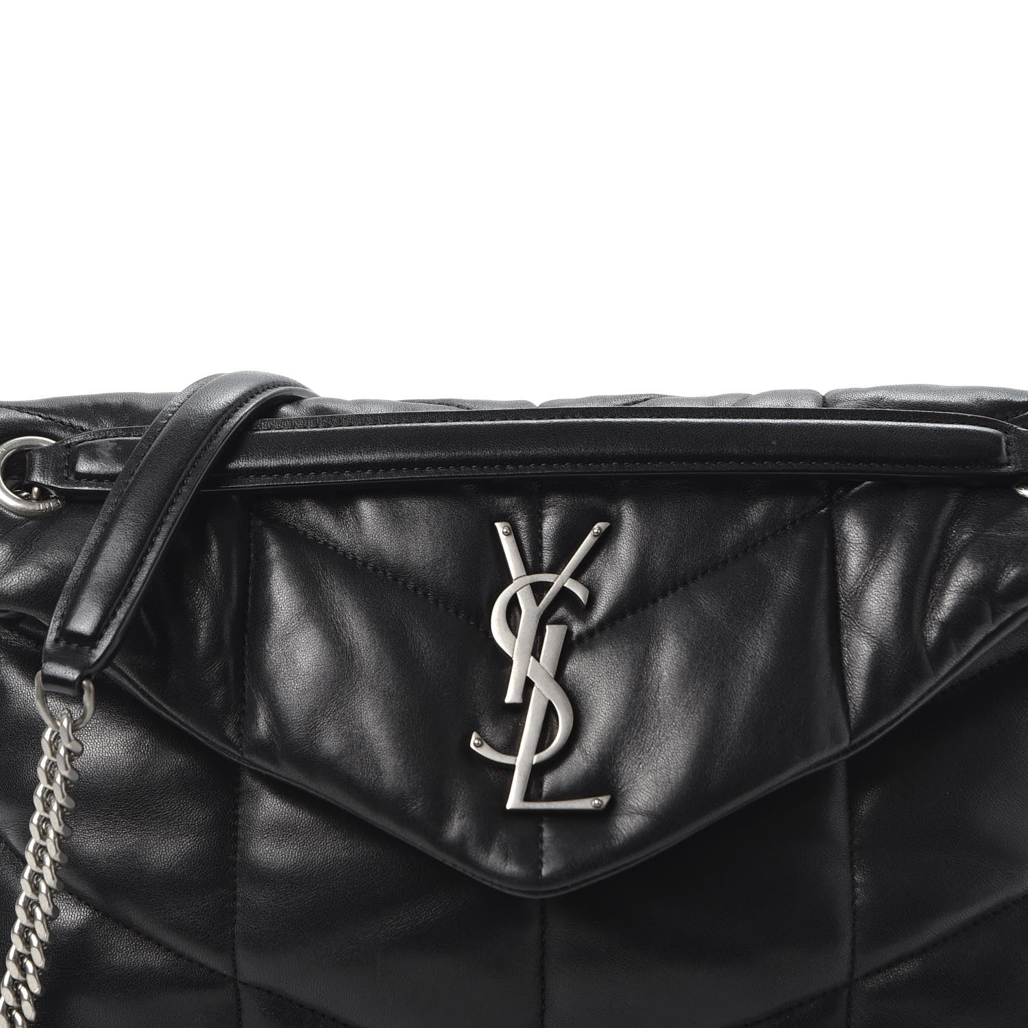 Saint Laurent Lambskin Quilted Small Loulou Puffer Monogram Chain Satchel Black 10 of 10