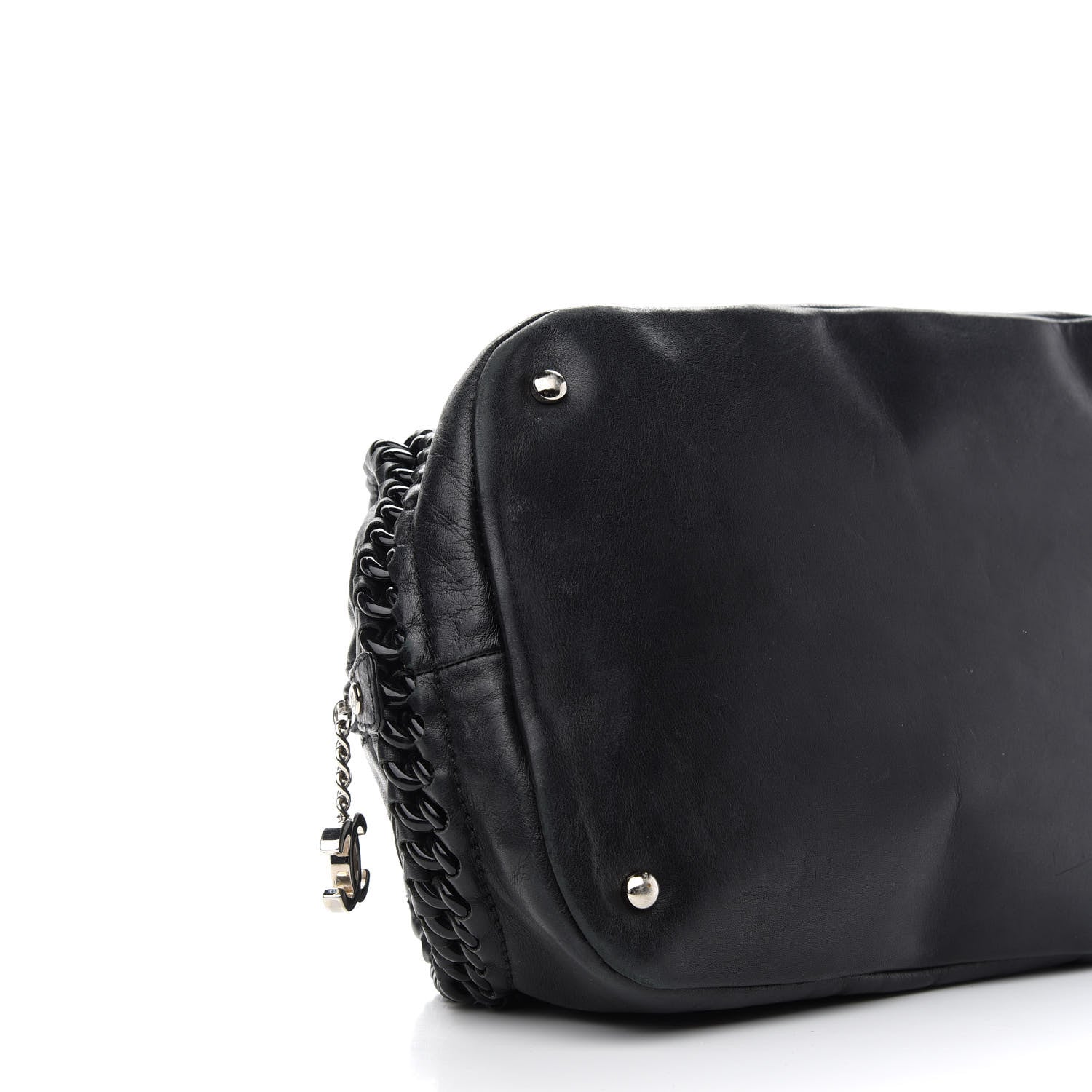 Chanel Calfskin Modern Chain Rhodoid Bowling Bag Black 8 of 10