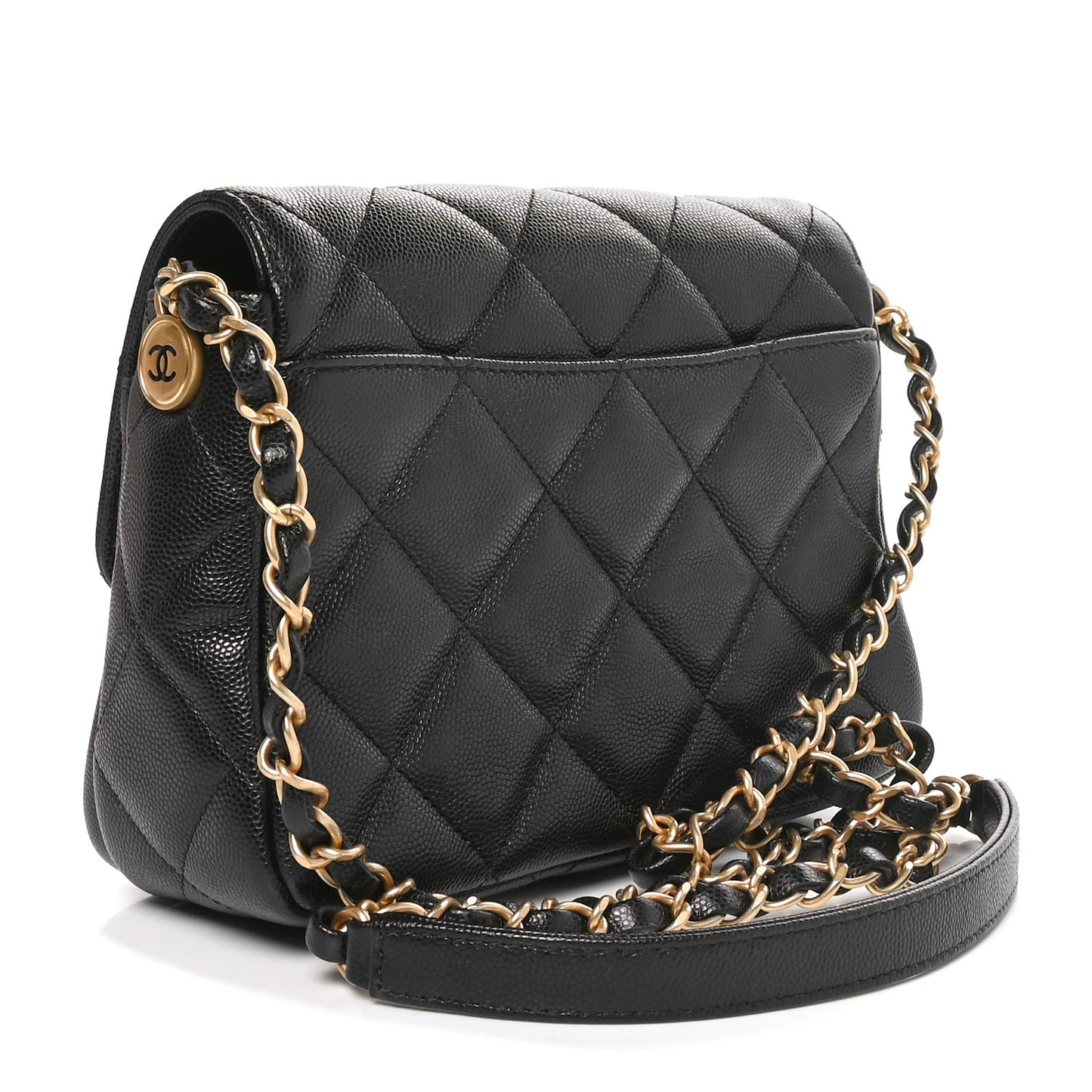 Shiny Caviar Quilted Mini Flap Black