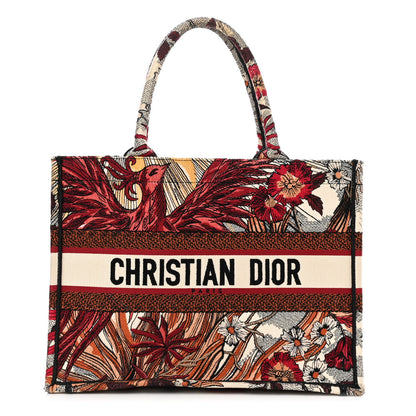 Christian Dior Canvas Embroidered Phoenix Medium Book Tote Red Multicolor 1 of 14