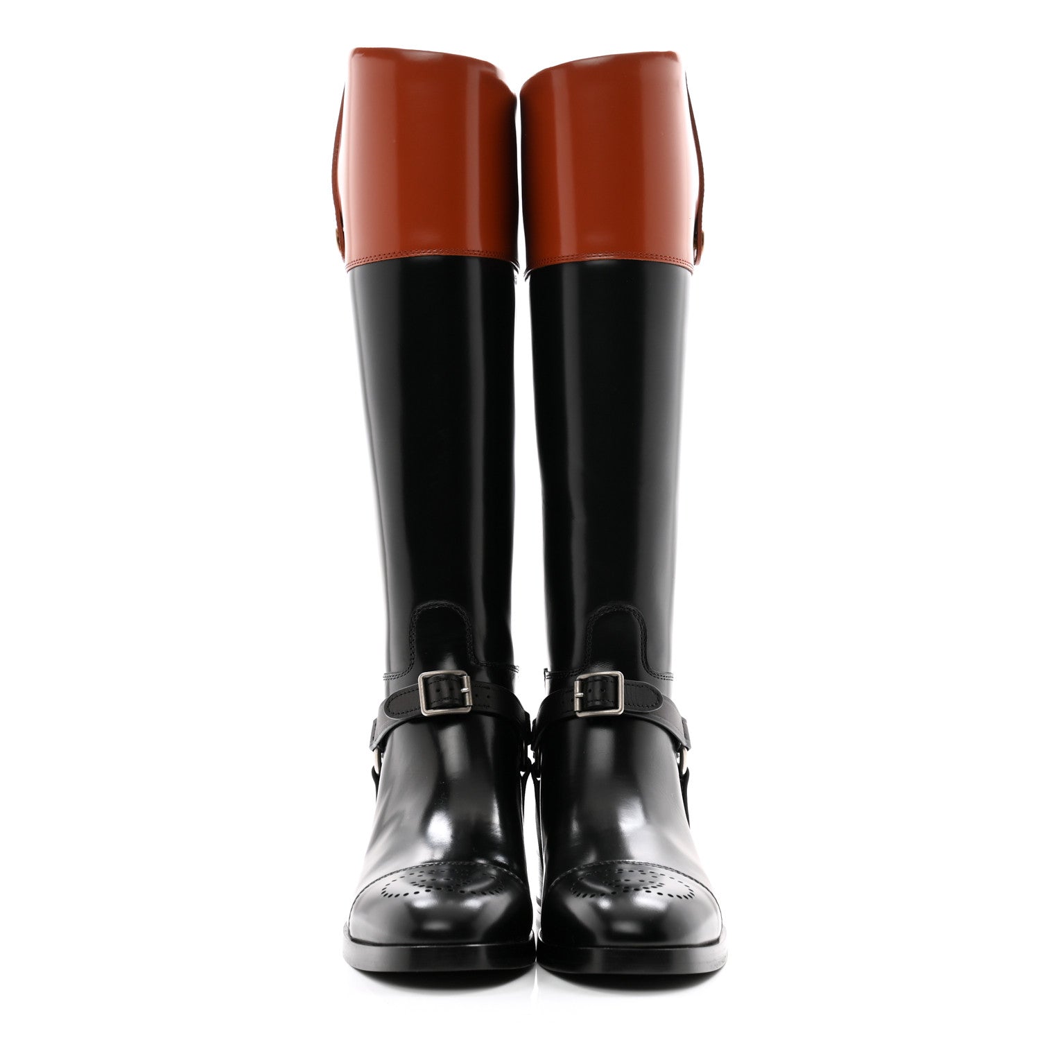 Gucci Calfskin Zelda Harness Riding Boots 38 Black Amber 2 of 10