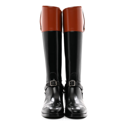 Gucci Calfskin Zelda Harness Riding Boots 38 Black Amber 2 of 10