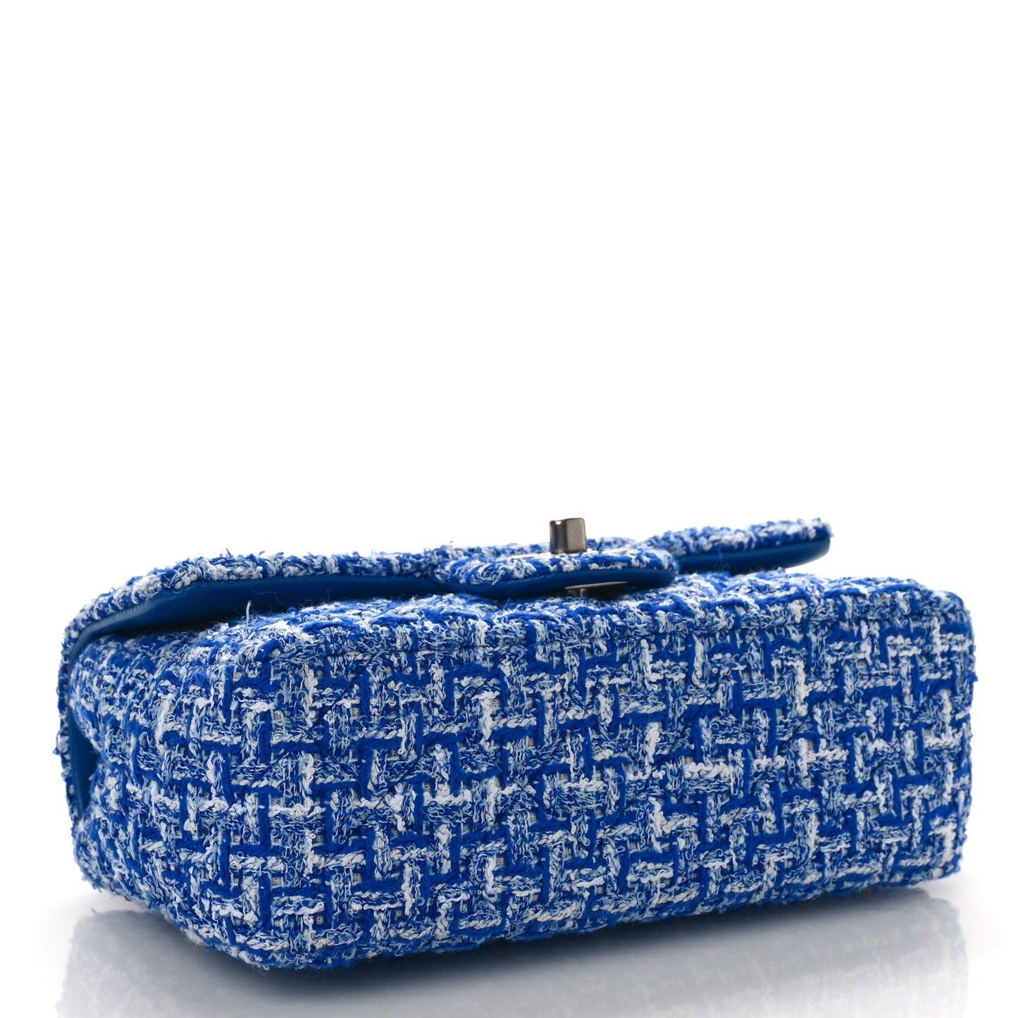 Tweed Quilted Mini Rectangular Flap Blue White