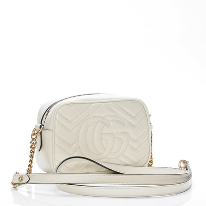 Gucci Calfskin Matelasse Mini GG Marmont Chain Shoulder Bag White 3 of 6