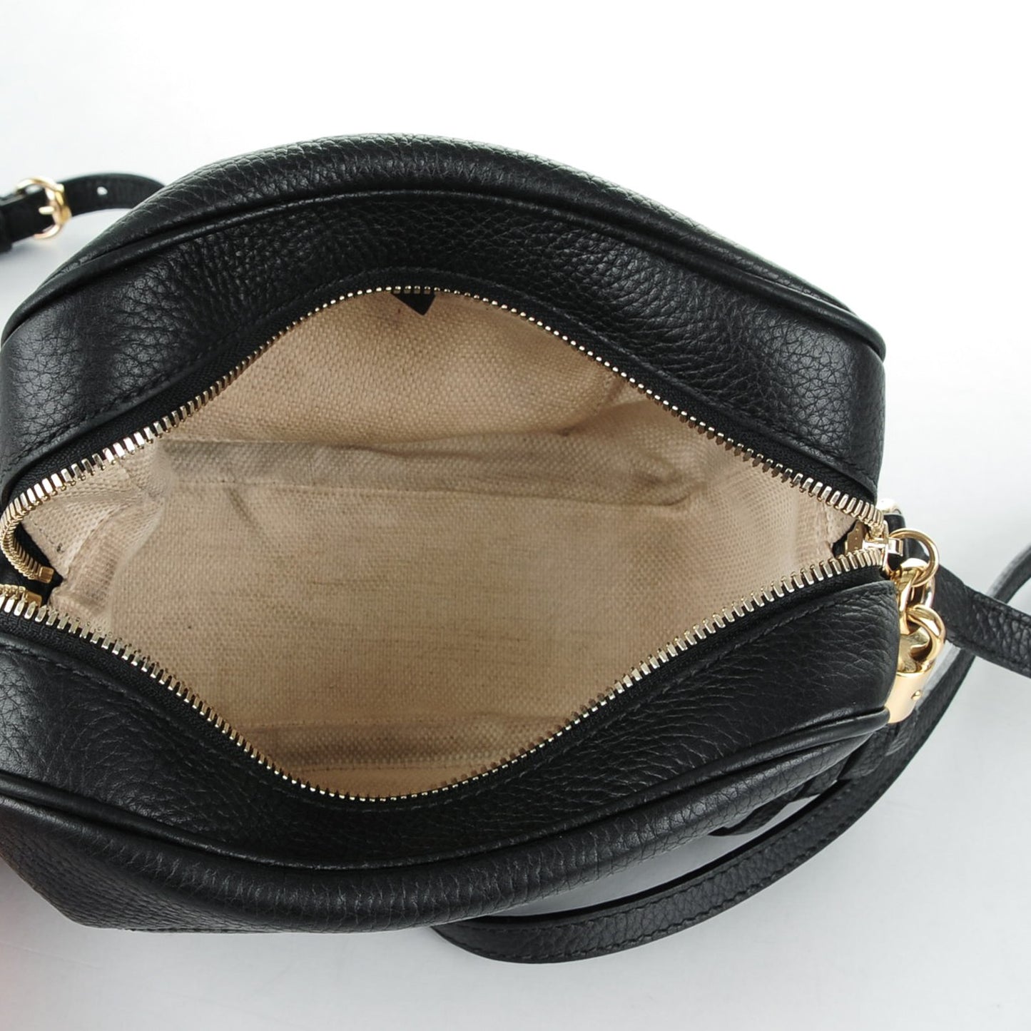 Pebbled Calfskin Small Soho Disco Bag Black