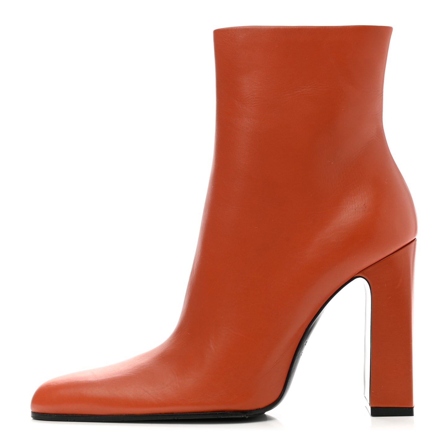 Patinated Calfskin Round Toe 110 Booties 39 Orange