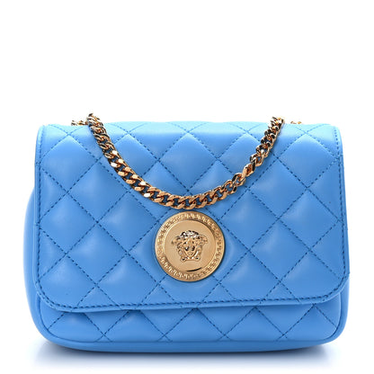 Versace Nappa Quilted Small Medusa Chain Crossbody Blue 1 of 8
