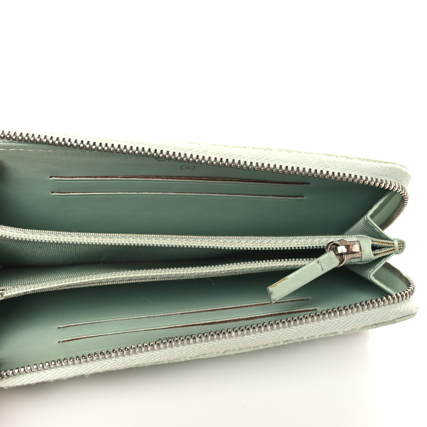 Caviar Quilted Small Zip Around Wallet Light Green