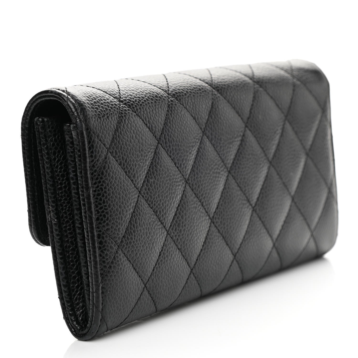 Chanel Caviar Quilted Large Gusset Flap Wallet Black 3 of 7