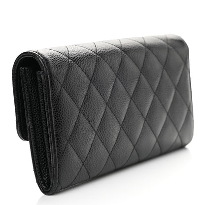 Chanel Caviar Quilted Large Gusset Flap Wallet Black 3 of 7