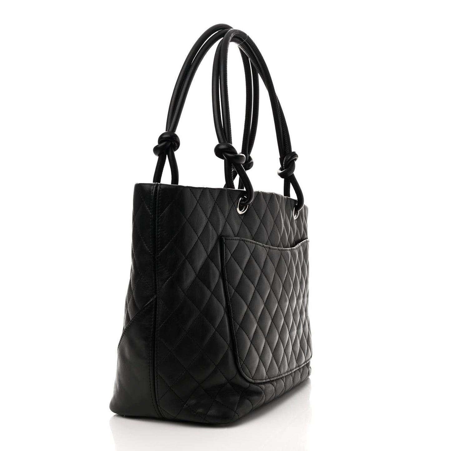 Calfskin Quilted Large Cambon Tote Black
