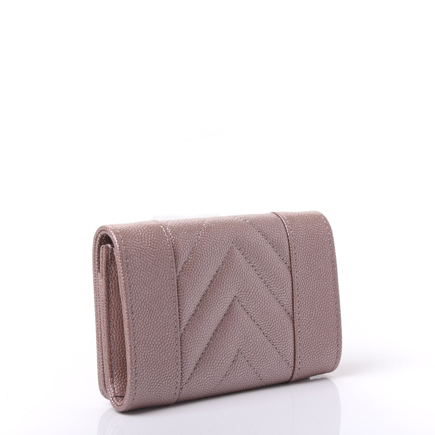 Metallic Caviar Chevron Quilted Vintage Mademoiselle Flap Card Holder Pink