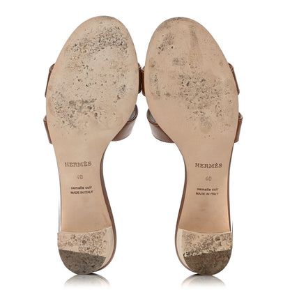 Hermes Calfskin Oasis Sandals 40 Gold 5 of 12
