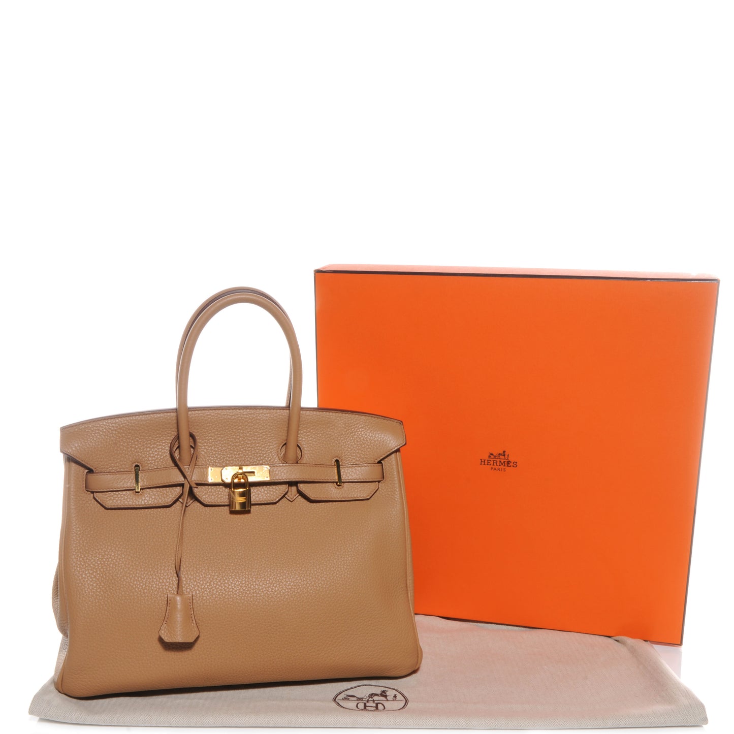Taurillon Clemence Birkin 35 Tabac Camel