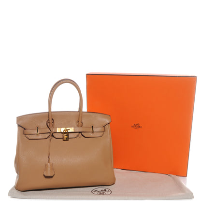 Hermes Taurillon Clemence Birkin 35 Tabac Camel 5 of 11