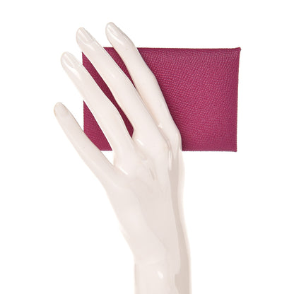 Hermes Epsom Calvi Card Case Rose Pourpre 2 of 8