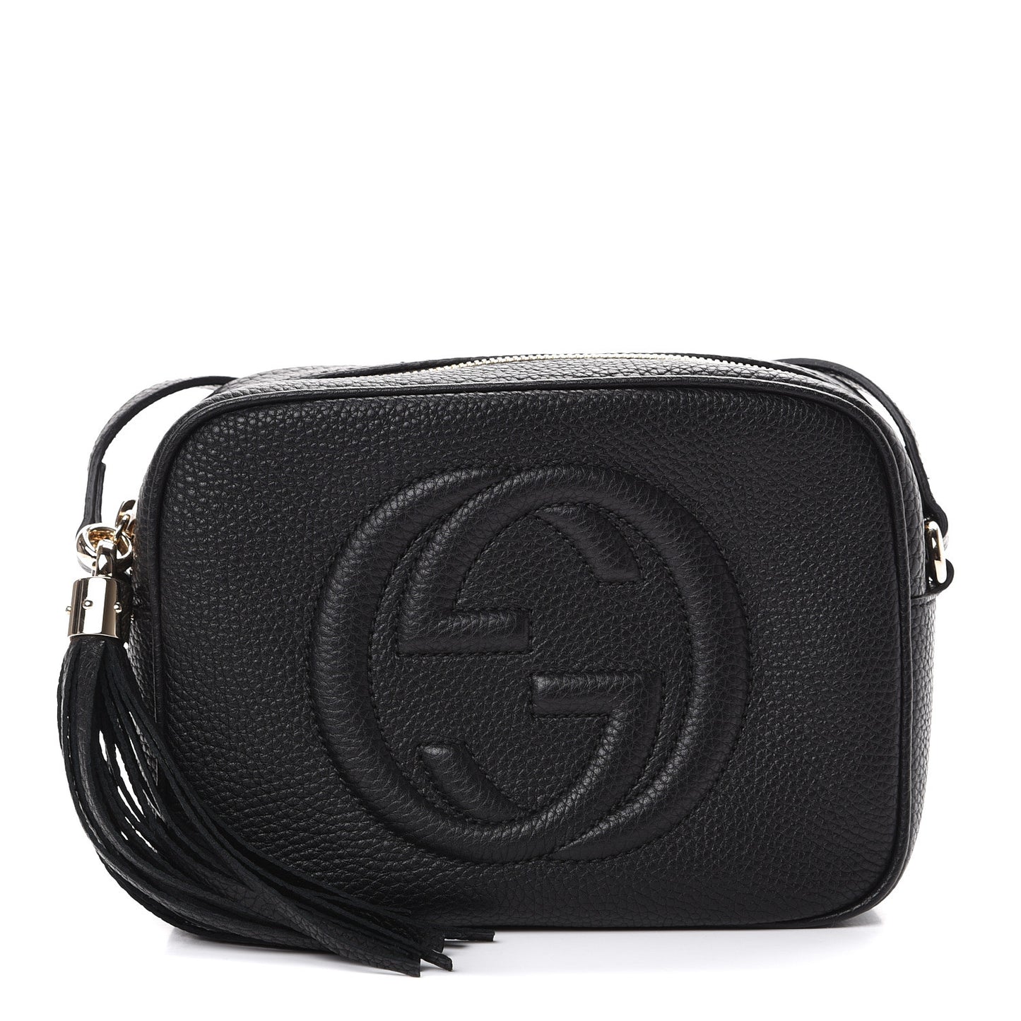 Pebbled Calfskin Small Soho Disco Bag Black