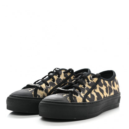 Christian Dior Cotton Mizza Embroidered Walk'N'Dior Low Top Sneakers 38 Natural Black 3 of 8